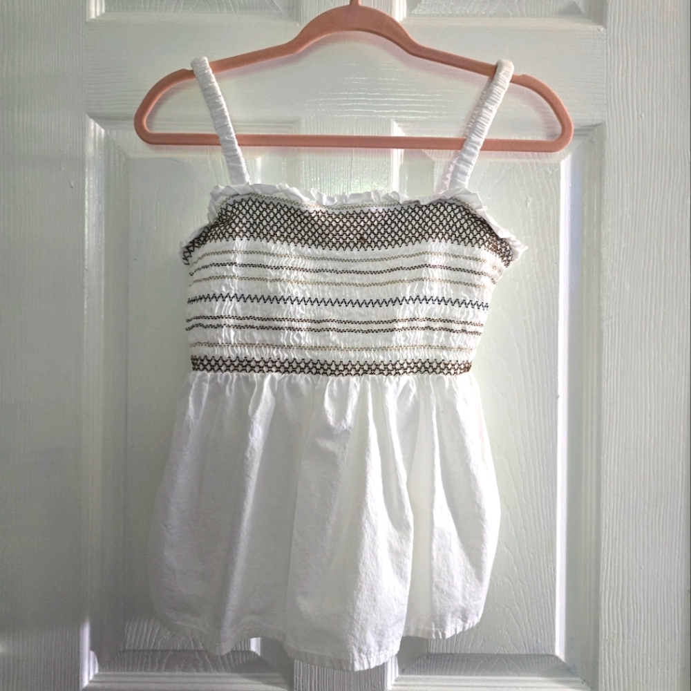 Old Navy White Ruched Blouse
